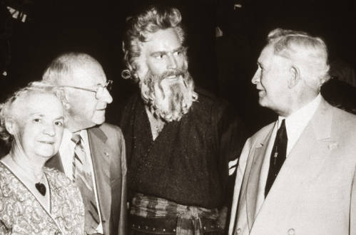 Cecil DeMille, Mrs. DeMille, Charlton Heston and President David O. McKay