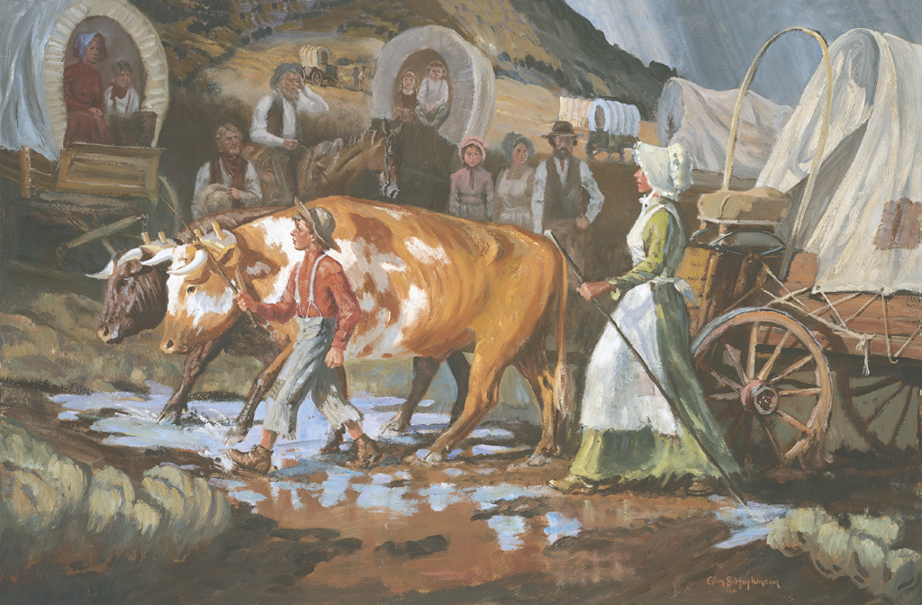 Mary Fielding and Joseph F Smith Crossing The Plains by Glen S Hopkinson